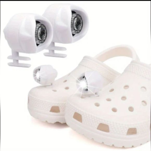 NEW Pair of Crocs Shoe Lights Headlights in White Like Jibbitz Flashlights Light - Picture 1 of 7